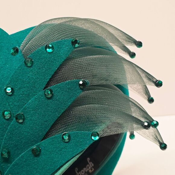 Vintage Deborah New York Green Wool Hat Derby Church Formal - Picture 10 of 10